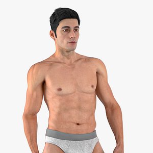 3D Man Athletic Figure Standing Fur