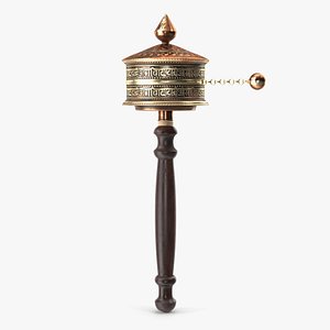 Copper Hand Held Prayer Wheel 3D