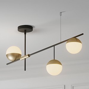Mid Century Modern 3 Light Linear Ceiling Light ON-OFF