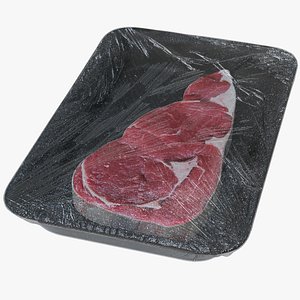 Plastic Wrap Tray With Beef 3D