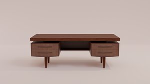 1970s Antique Wooden Desk 3D