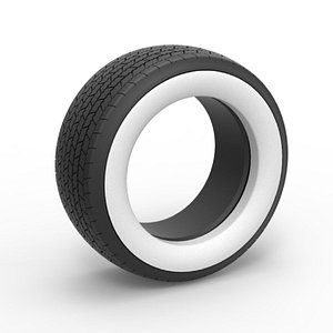 3D Diecast Whitewall Tire of Dirt Modified stock car Scale 1 to 25