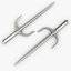 Low poly ninja sai weapons