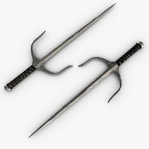 Low poly ninja sai weapons