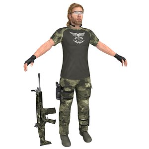 3D mercenary soldier model
