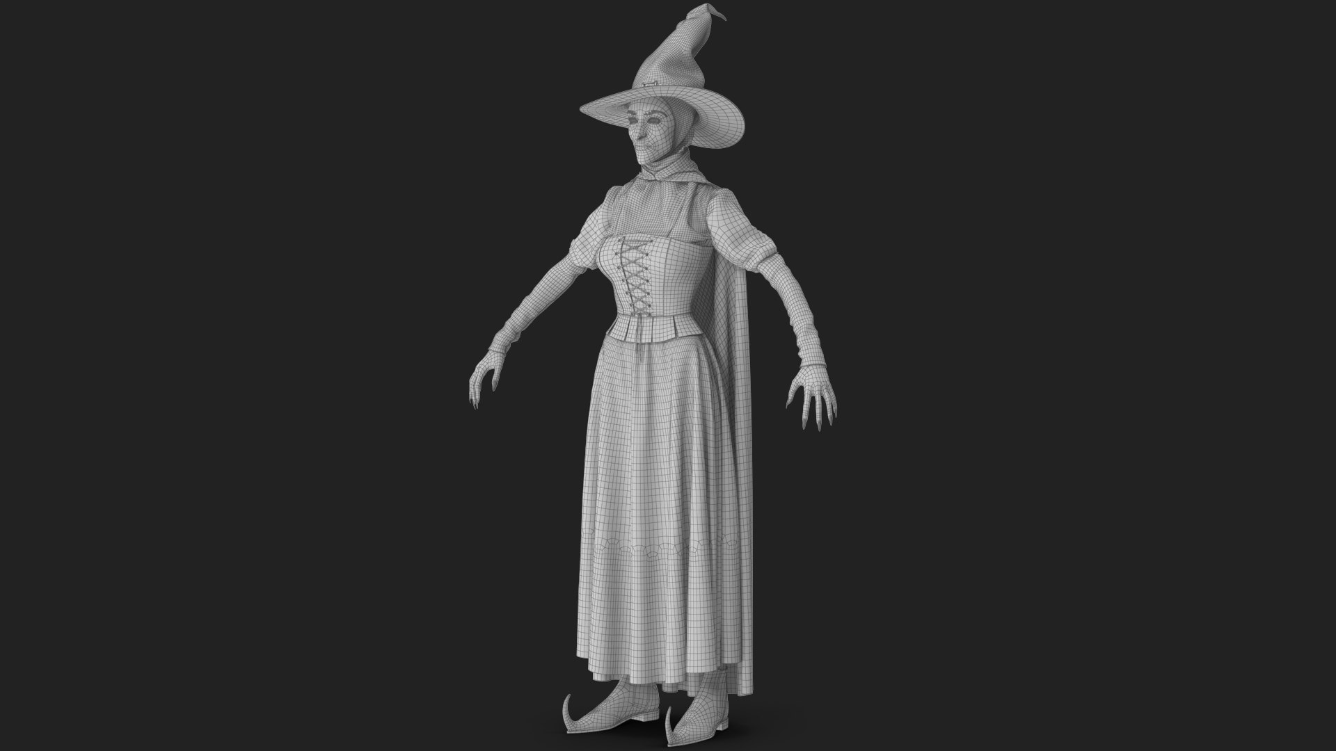 Witch 2 3D model https://p.turbosquid.com/ts-thumb/us/rgyiXW/Af/wireframe_02/jpg/1697600062/1920x1080/fit_q87/479def37813dc1c23e13d9931b0de825753257cc/wireframe_02.jpg