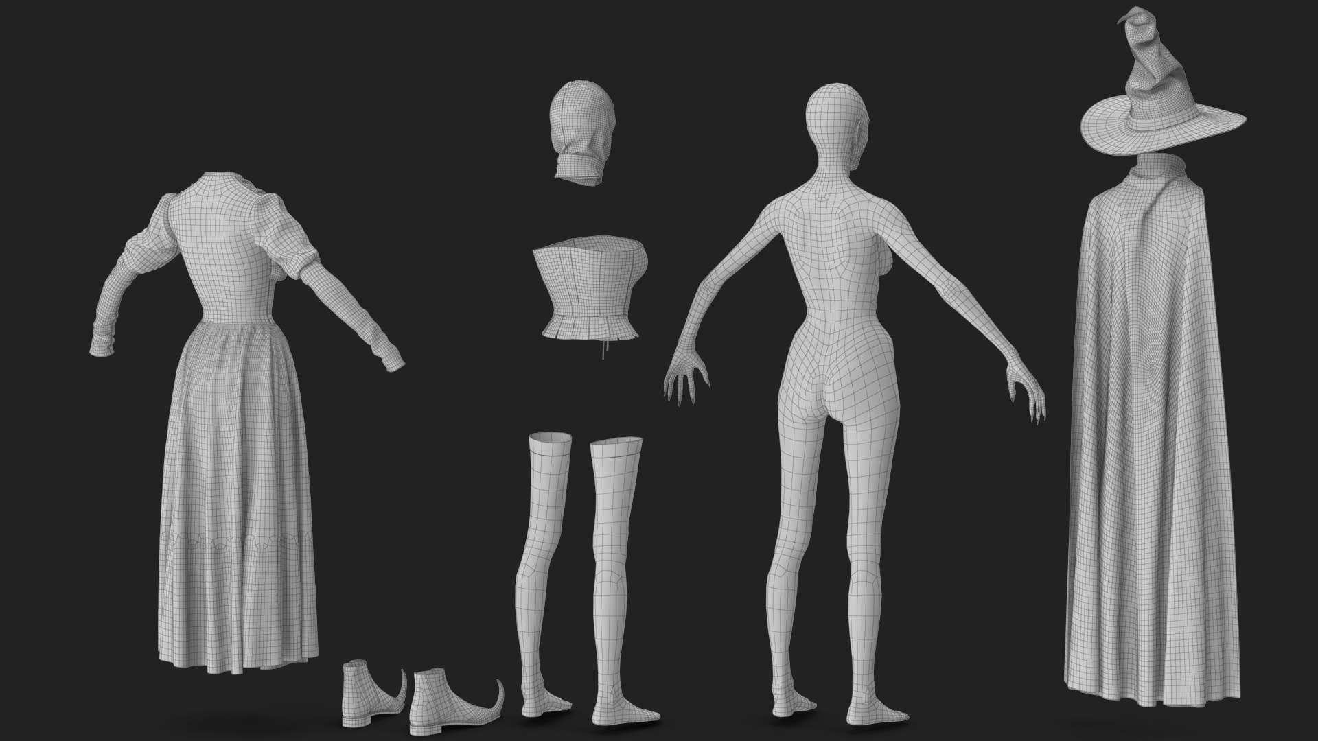 Witch 2 3D model https://p.turbosquid.com/ts-thumb/us/rgyiXW/lL/wireframe_07/jpg/1697600122/1920x1080/fit_q87/62dd044cd8c51a64aaa29eced97822a30c06e891/wireframe_07.jpg