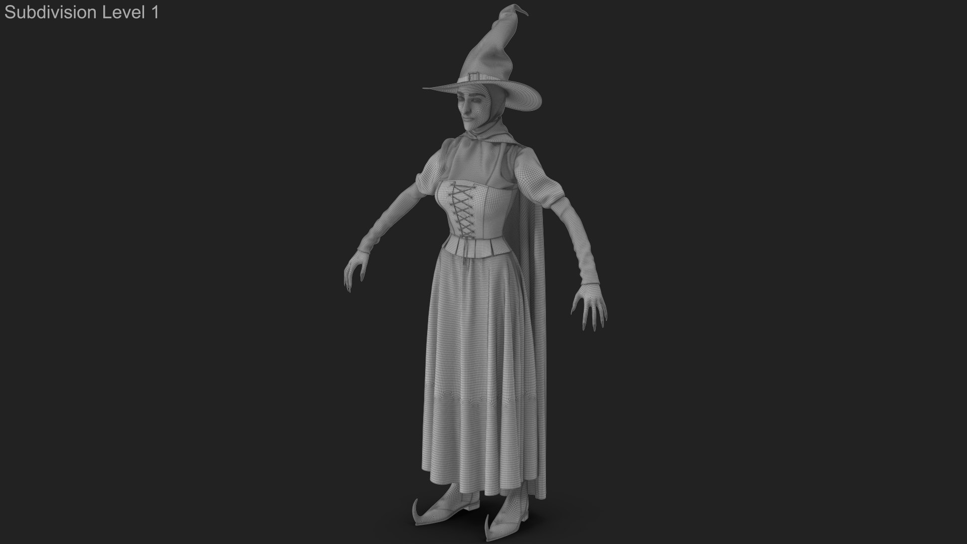 Witch 2 3D model https://p.turbosquid.com/ts-thumb/us/rgyiXW/q4/wireframe_01/jpg/1697600072/1920x1080/fit_q87/ef4b73dca0c7dbb78ca3234fb147a76ba168c3f9/wireframe_01.jpg