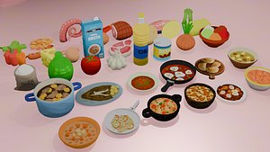 3D model Low Poly Stylized food