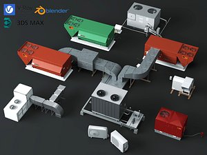 HVAC Air Conditioning Unit 3D Model Ventilation Equipment Pack 3D