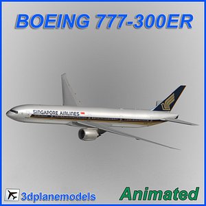 3d model boeing 777-300er aircraft landing
