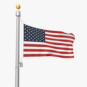 USA Flag Wind Loop Animated For Blender model
