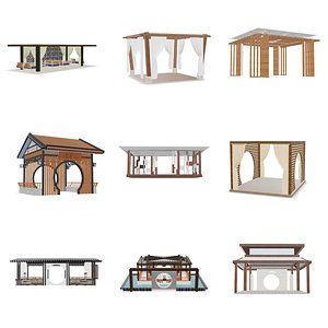 Chinese Style Pavilions and Corridors 3D Set SKP FBX OBJ STL 3D model