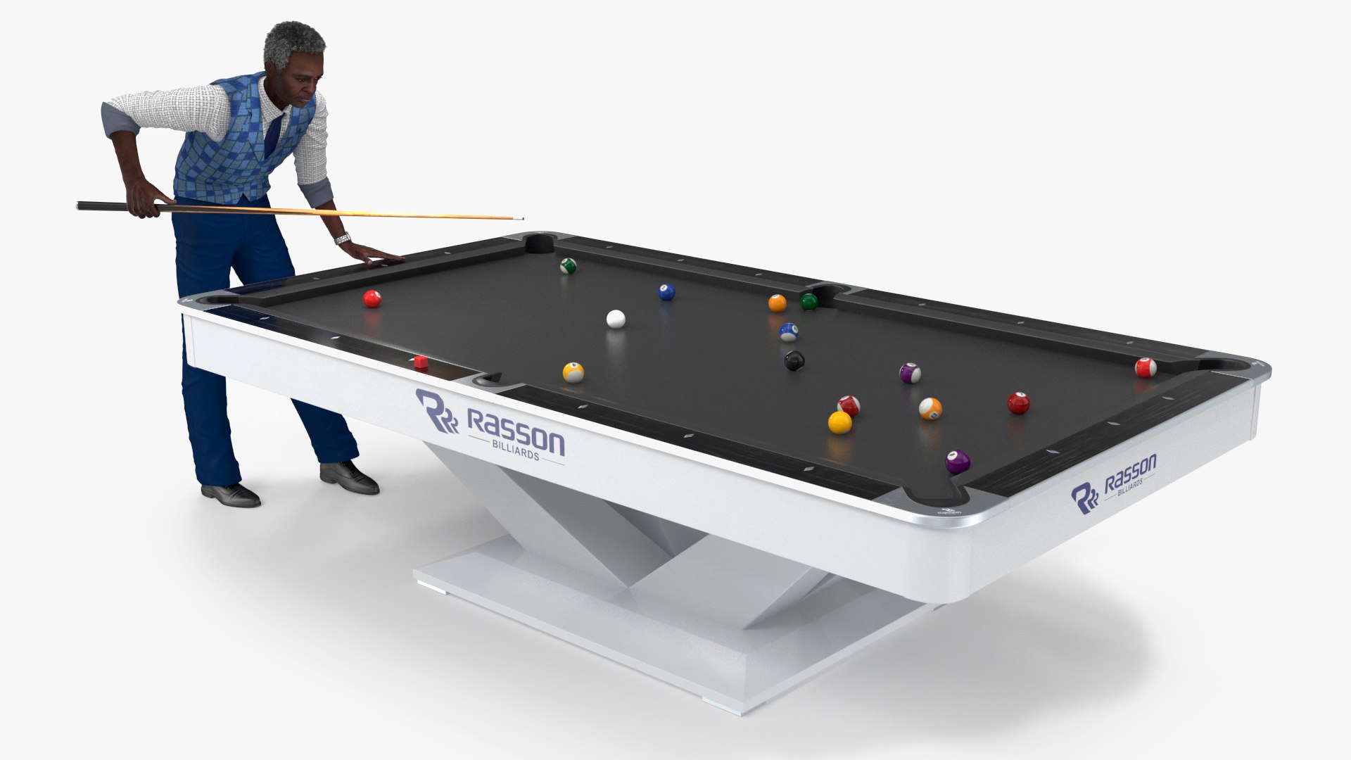 African American Playing Billiard 3D model preview