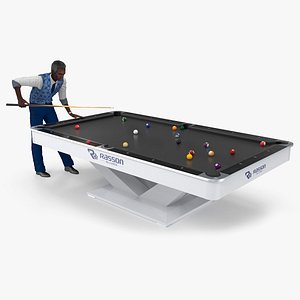 African American Playing Billiard 3D