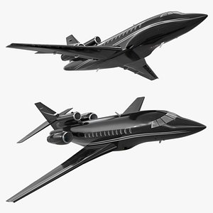 Business Jet Plane Black No Chassis