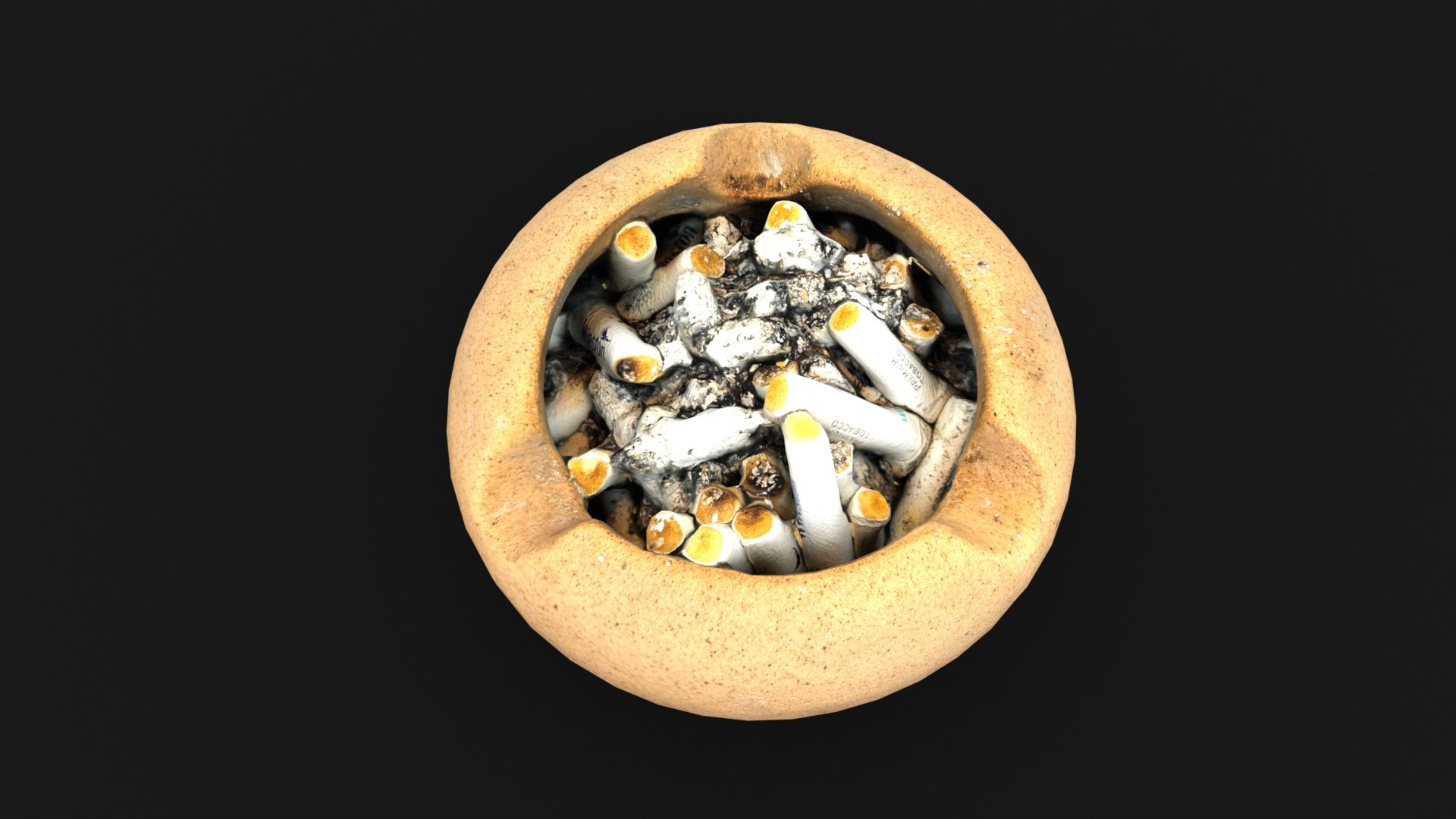 3D Ceramic ashtray full of cigarette butts model https://p.turbosquid.com/ts-thumb/ut/piyTDc/QN/lowpoly_ashtray02/jpg/1695473360/1920x1080/fit_q87/debd85371638ce57b2f6e0206b3d41ca64147a85/lowpoly_ashtray02.jpg