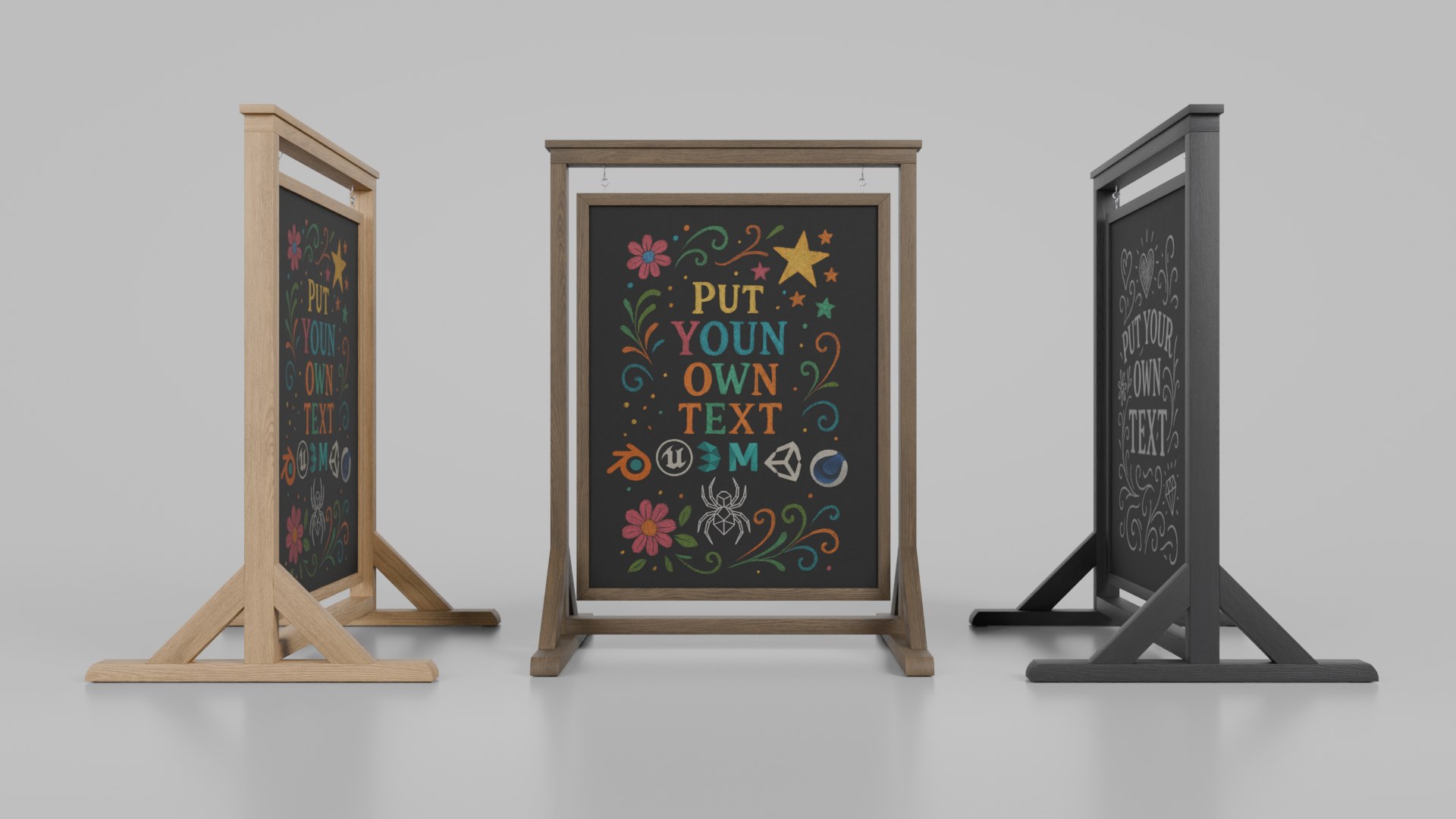 3D Artisan Market Display Collection - Customizable Chalkboards model https://p.turbosquid.com/ts-thumb/ut/q9hYFs/5J/a9/png/1747673317/1920x1080/fit_q87/cbe86ad05f7c167309821bff0784d8bee1596575/a9.jpg