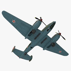 3D model Soviet WWII Bomber Petlyakov Pe-2