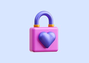 3D Love Padlock 3D Icon Illustration