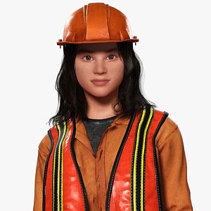 Realistic Female Laborer 3D Model for Construction Projects 3D