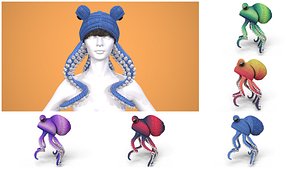 3D model Squid knitting crochet hat 5 colors