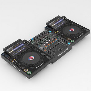 Professional DJ Player Pioneer CDJ 3000 and Mixer Pioneer -900NXS2 3D Model