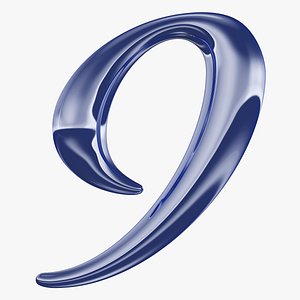 calligraphic digit 9 number 3D model