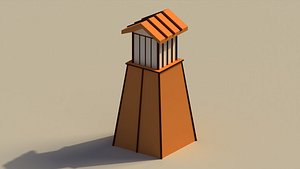 Low Poly Japanese Lamp Post 3D model