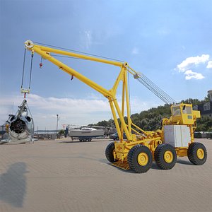 Emergency Lift Crane with Damaged Helicopter Hull