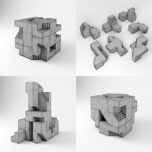 3D Soma Cube Puzzle architectural bauhaus Low-poly model