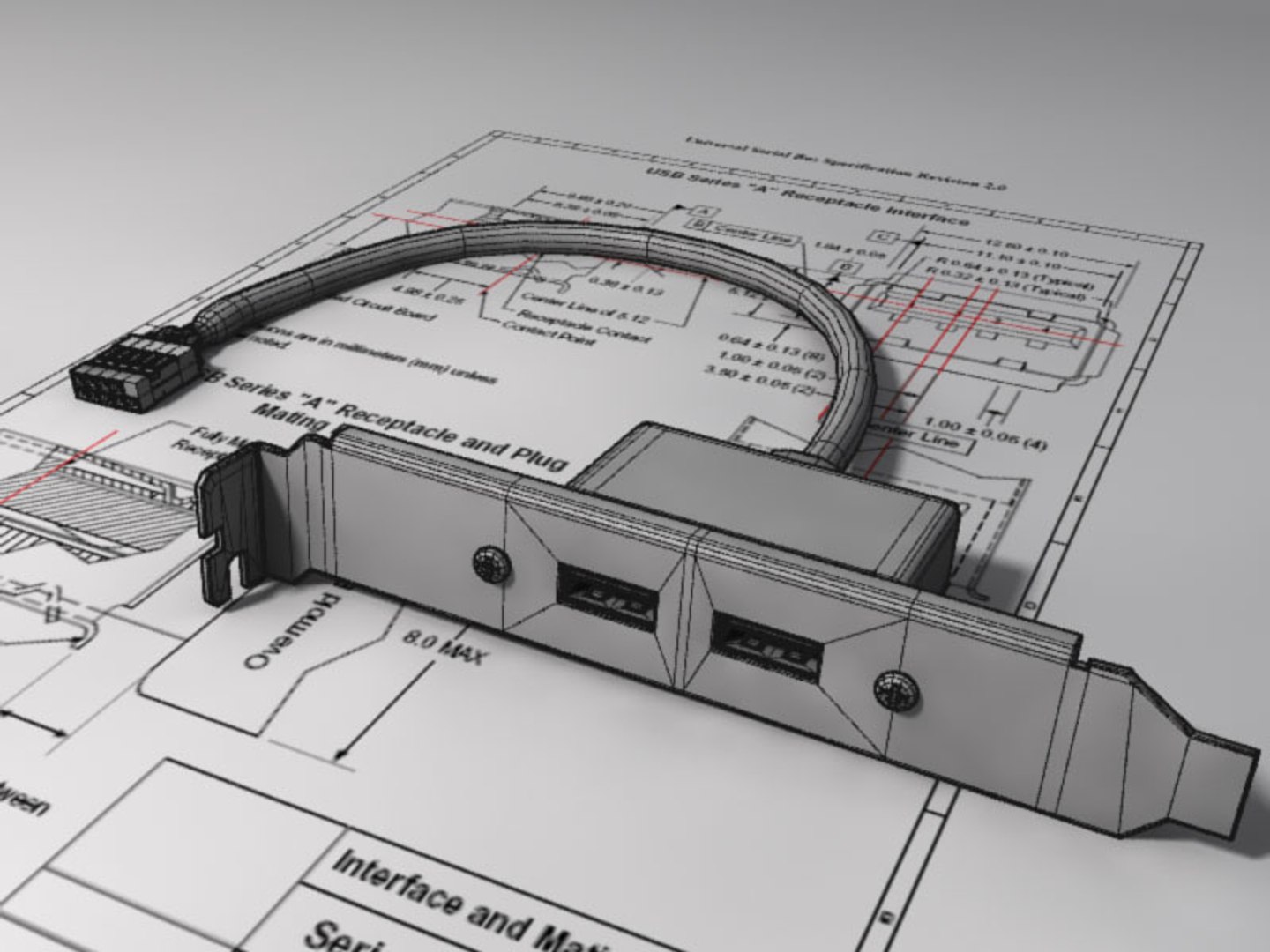 3d model usb connector