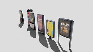road side advertisements with 4k pbr textures 3D