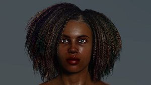 Realistic naked black woman 3D model