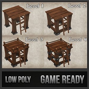 3d model wood archer tower