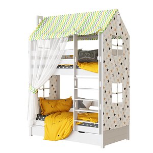 Children's bed 2-tiered house Madrid Set 2