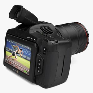 Cinema Camera Blackmagic Design 6K Pro Light On with Lens