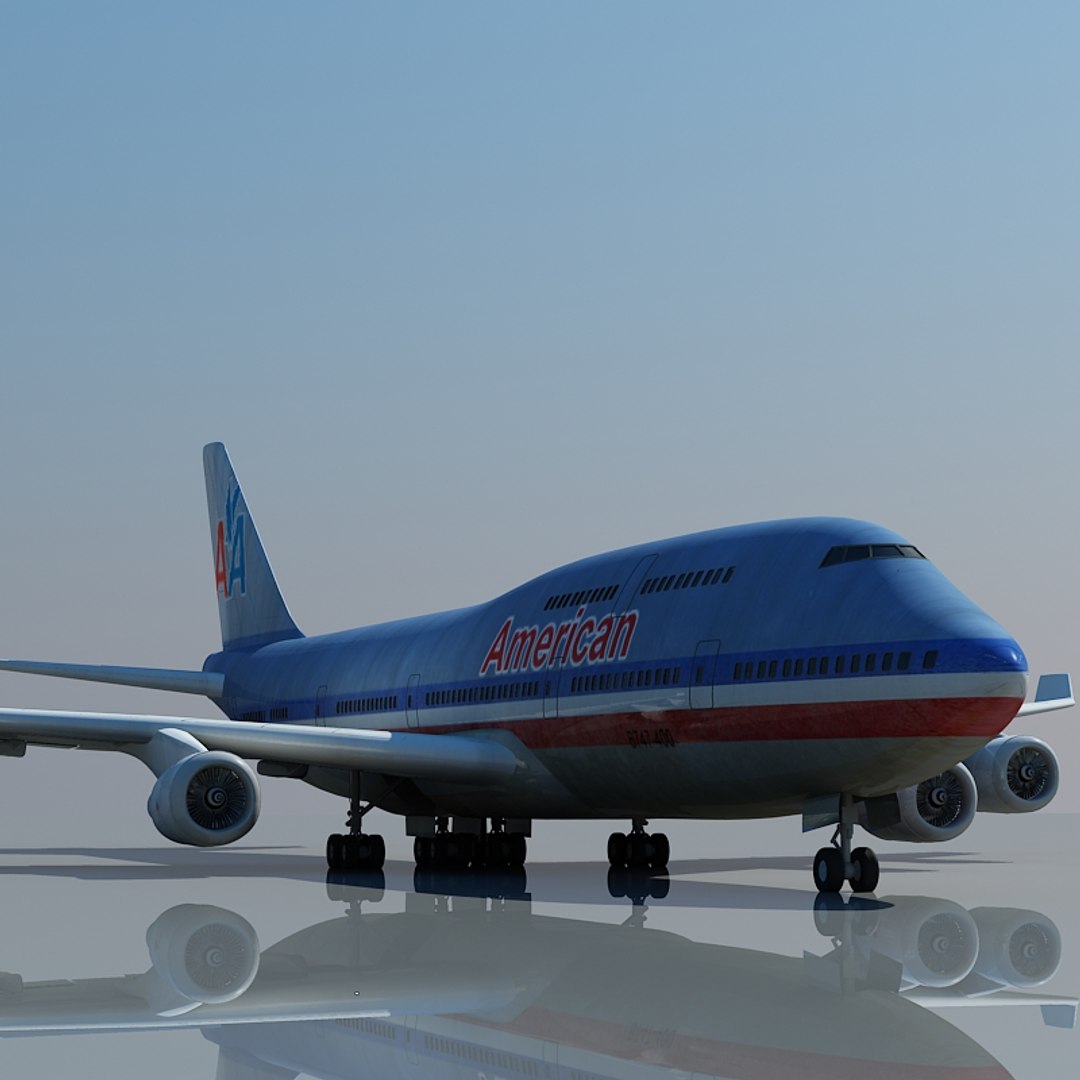 boeing 747 american airlines 3d max