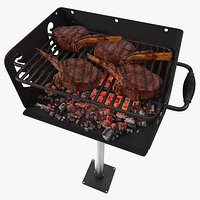 Charcoal Grill with BBQ Tomahawk Steak