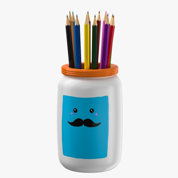 colored pencils holder jar 3D model