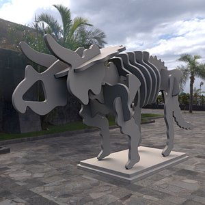 3d modern art triceratops skeleton model