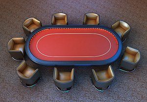 Poker table with chairs