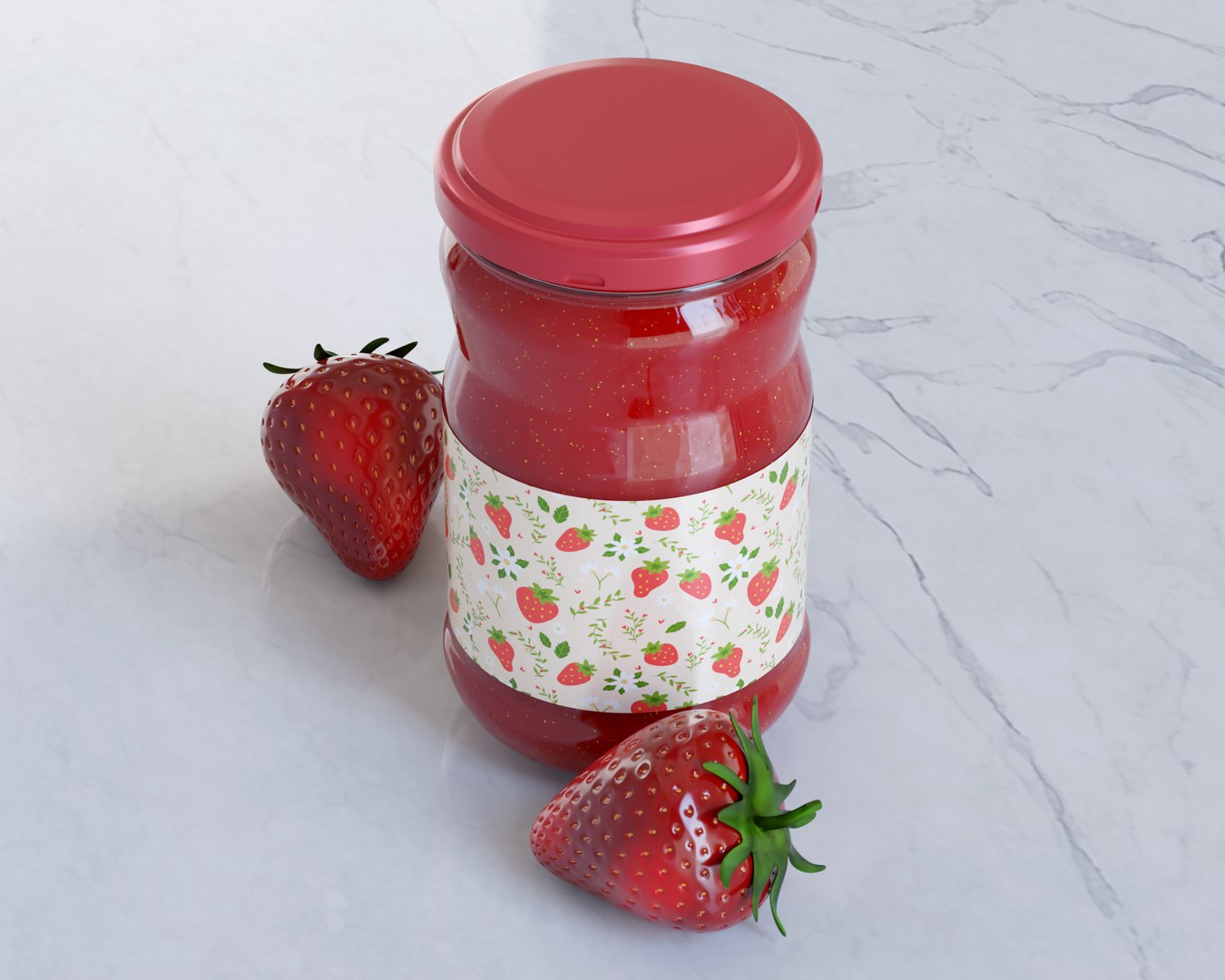 Jam Paste Jar With Strawberry 3D - TurboSquid 2334557