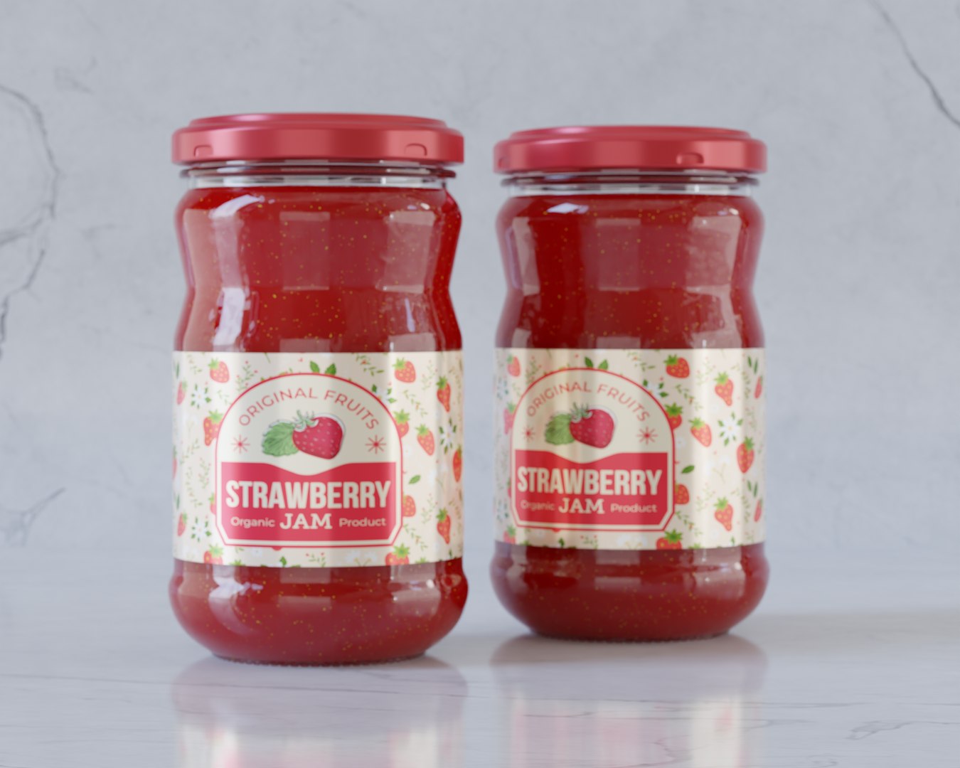 Jam Paste Jar With Strawberry 3D - TurboSquid 2334557