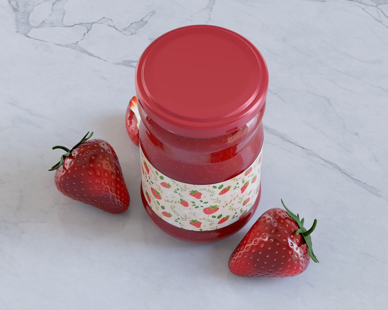 Jam Paste Jar With Strawberry 3D - TurboSquid 2334557