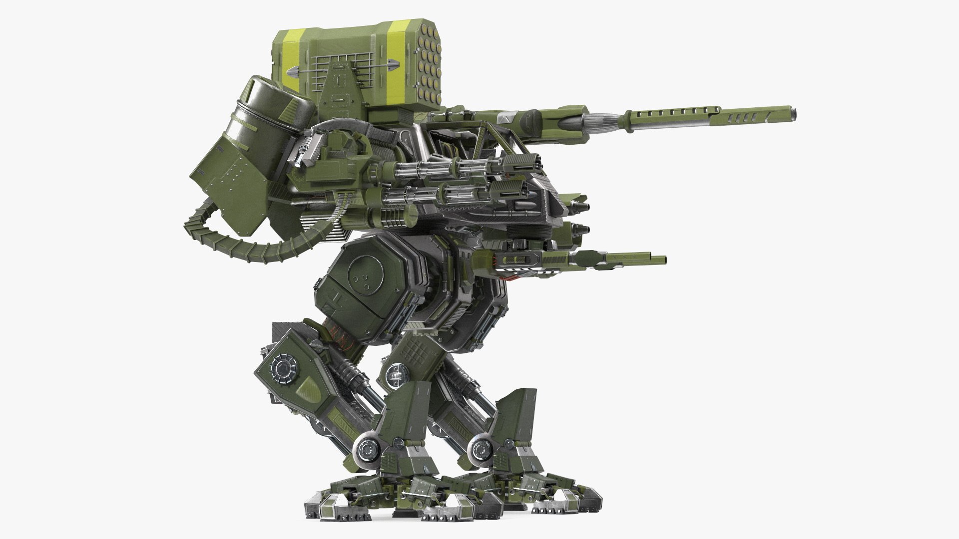 Massive Walking Battle Machine Green 3D model preview