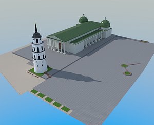 Vilnius Cathedral square Low poly