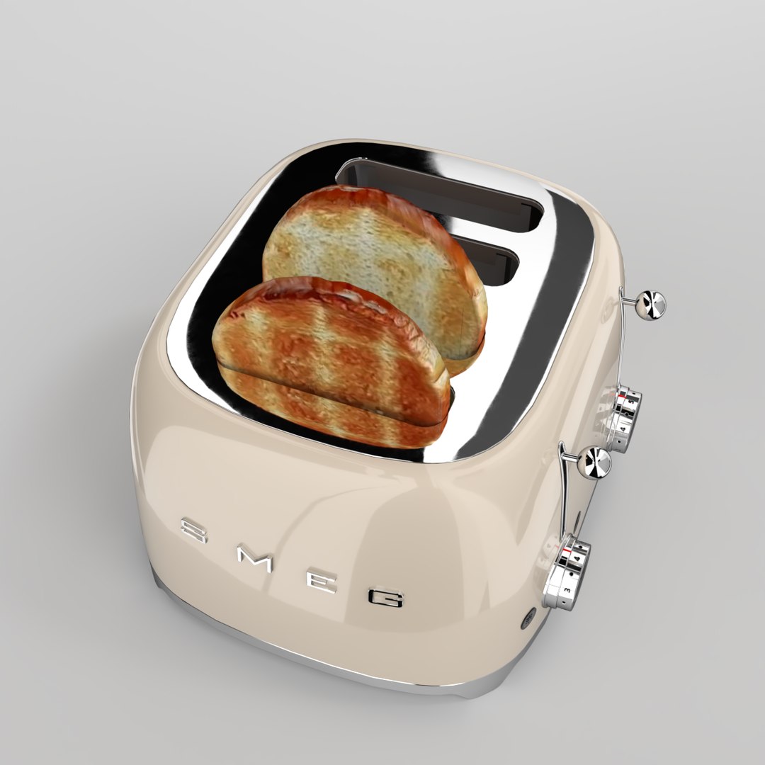 Toast Smeg Toaster Creme 3D TurboSquid 1470824