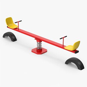 3D Red Playground Seesaw model