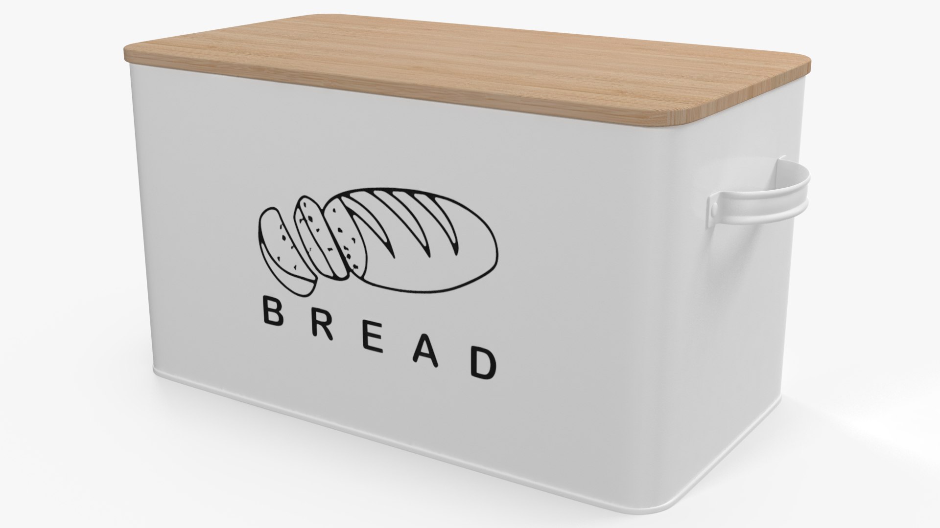 Kitchen Bread Box White Small 3D model preview
